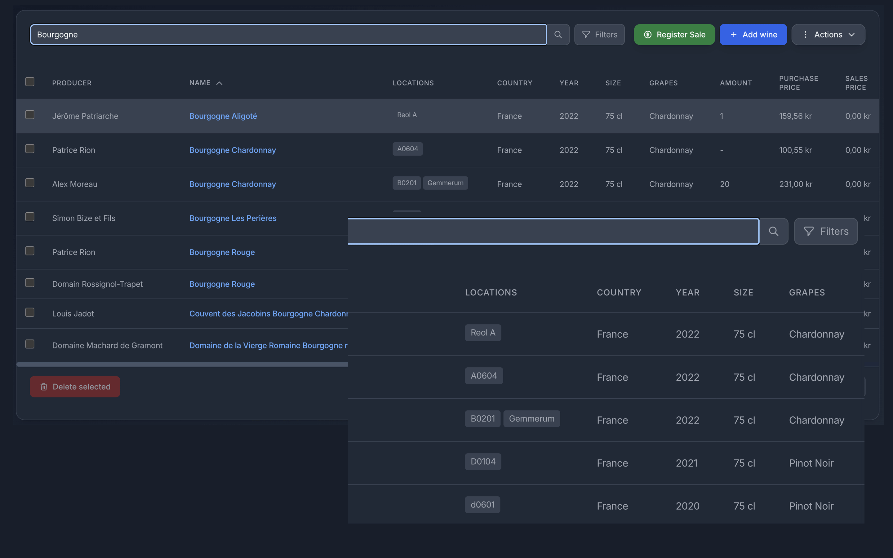 Wine Search Interface